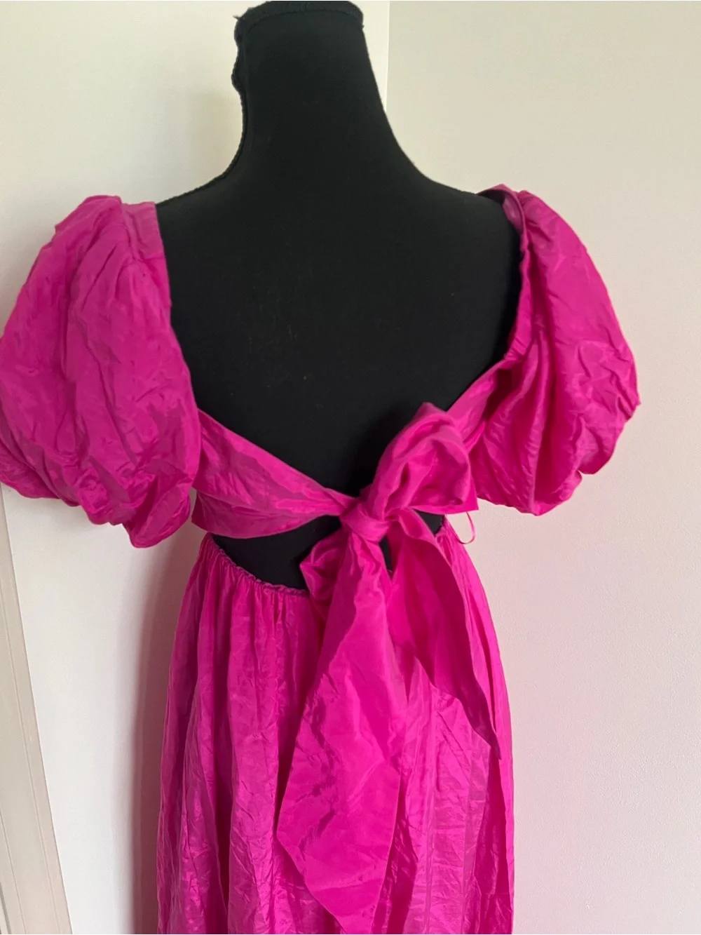 Abercrombie Emerson Puff-Sleeve Maxi Dress - Square Neck SZ XS Open Back Tie